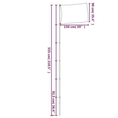 vidaXL Flagge Dänemarks mit Mast 5,55 m Aluminium