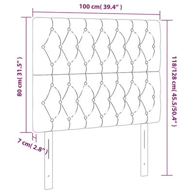 vidaXL LED Kopfteil Dunkelgrau 100x7x118/128 cm Stoff