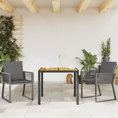 vidaXL Gartenstühle mit Kissen 2 Stk. Schwarz Poly Rattan