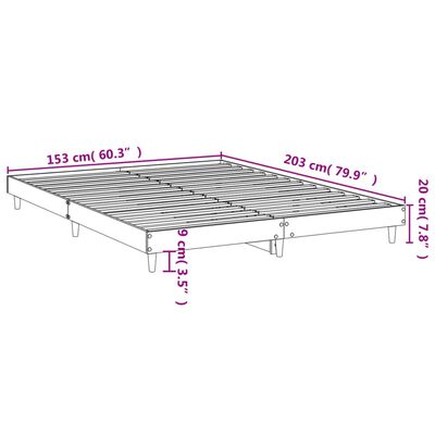 vidaXL Bettgestell ohne Matratze Sonoma-Eiche 150x200 cm Holzwerkstoff