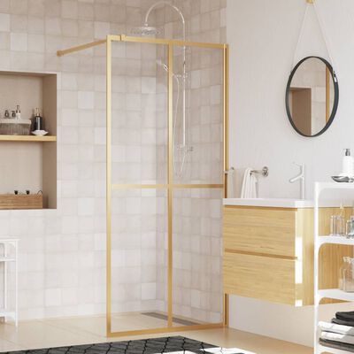 vidaXL Duschwand für Begehbare Dusche mit ESG Klarglas Golden 90x195cm