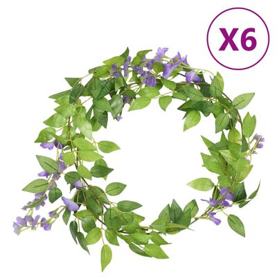 vidaXL Weihnachtskränze Blumen 6 Stk. Lila 200 cm