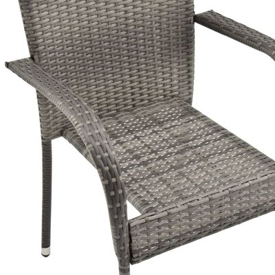 vidaXL 7-tlg. Garten-Essgruppe Grau Poly Rattan