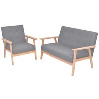 vidaXL Sofa-Set 2-tlg. Stoff Hellgrau