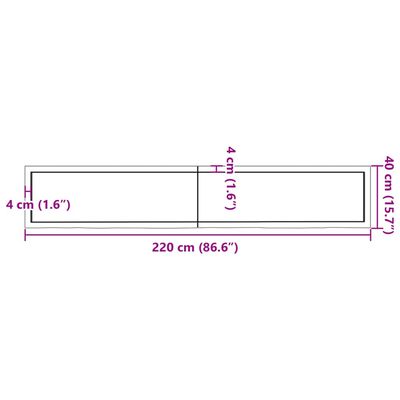 vidaXL Wandregal Dunkelbraun 220x40x(2-6)cm Massivholz Eiche Behandelt