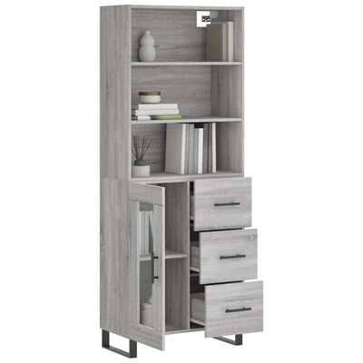 vidaXL Highboard Grau Sonoma 69,5x34x180 cm Holzwerkstoff