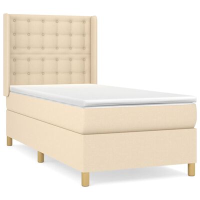 vidaXL Boxspringbett mit Matratze Creme 90x190 cm Stoff