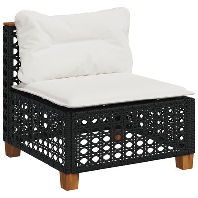 vidaXL 5-tlg. Garten-Sofagarnitur mit Kissen Schwarz Poly Rattan