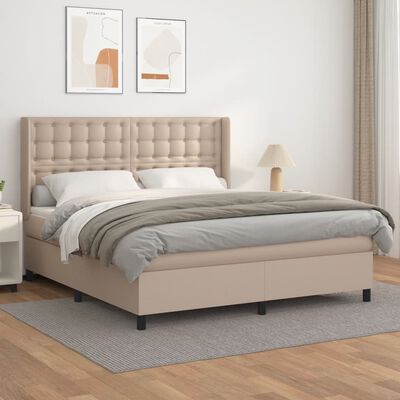 vidaXL Boxspringbett Matratze Cappuccino-Braun 160x200 cm Kunstleder