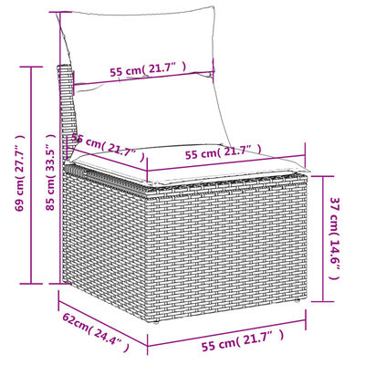 vidaXL 3-tlg. Garten-Sofagarnitur mit Kissen Beige Poly Rattan