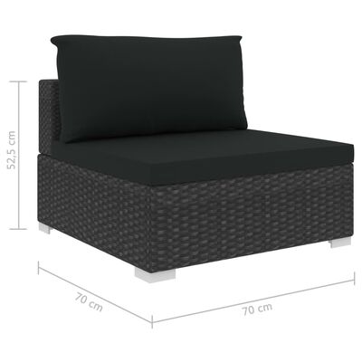 vidaXL 9-tlg. Garten-Lounge-Set mit Auflagen Poly Rattan Schwarz