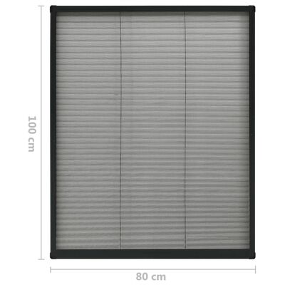 vidaXL Insektenschutz-Plissee für Fenster Aluminium Anthrazit 80x100cm