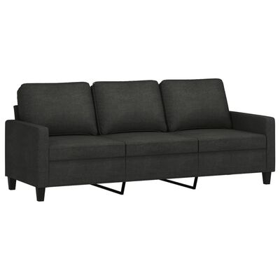 vidaXL 3-Sitzer-Sofa mit Hocker Schwarz 180 cm Stoff