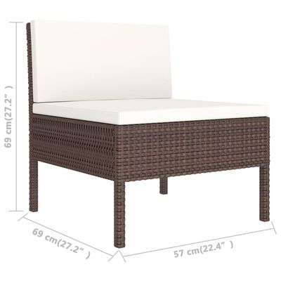 vidaXL 3-tlg. Garten-Lounge-Set mit Auflagen Poly Rattan Braun