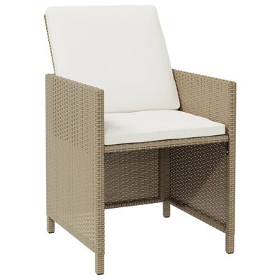 vidaXL 9-tlg. Garten-Essgruppe mit Kissen Poly Rattan Beige