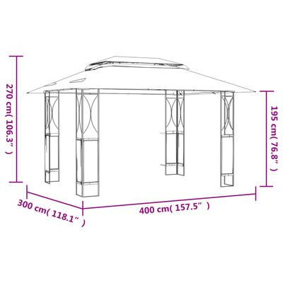 vidaXL Pavillon mit Dach Anthrazit 400x300x270 cm Stahl