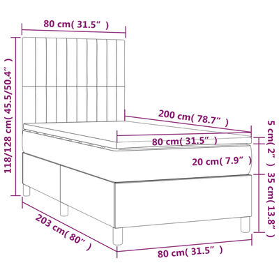 vidaXL Boxspringbett mit Matratze Creme 80x200 cm Stoff