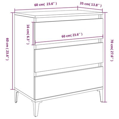 vidaXL Sideboard Grau Sonoma 60x35x70 cm Holzwerkstoff