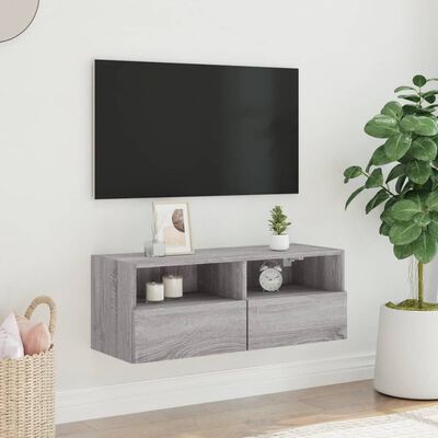 vidaXL TV-Wandschrank Grau Sonoma 80x30x30 cm Holzwerkstoff