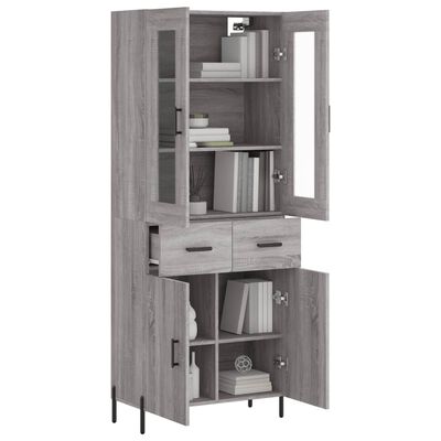 vidaXL Highboard Grau Sonoma 69,5x34x180 cm Holzwerkstoff