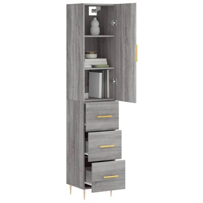 vidaXL Highboard Grau Sonoma 34,5x34x180 cm Holzwerkstoff