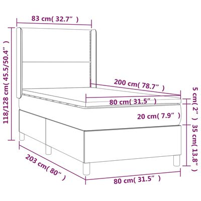 vidaXL Boxspringbett mit Matratze & LED Schwarz 80x200 cm Samt