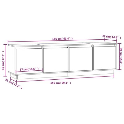 vidaXL TV-Schrank Grau 156x37x45 cm Massivholz Kiefer