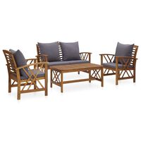 vidaXL 4-tlg. Garten-Lounge-Set mit Auflagen Massivholz Akazie