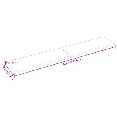 vidaXL Waschtischplatte Dunkelbraun 220x40x(2-4)cm Massivholz