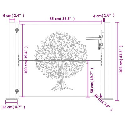 vidaXL Gartentor 105x105 cm Cortenstahl Baum-Design