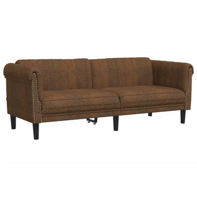 vidaXL 3-Sitzer Sofa Braun Kunstleder Wildleder-Optik