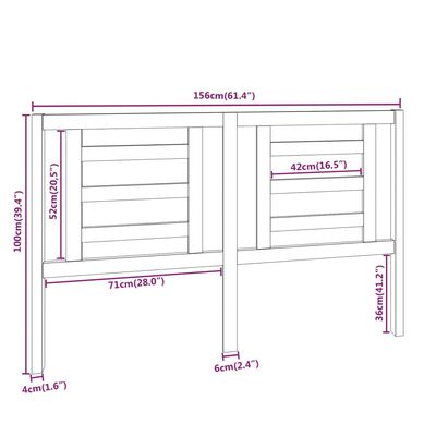 vidaXL Kopfteil Grau 156x4x100 cm Massivholz Kiefer