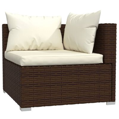 vidaXL 7-tlg. Garten-Lounge-Set mit Kissen Poly Rattan Braun