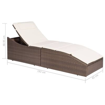 vidaXL Sonnenliege mit Polsterauflage Poly Rattan Braun