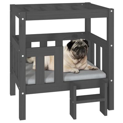 vidaXL Hundebett Grau 65,5x43x70 cm Massivholz Kiefer