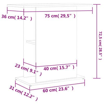 vidaXL Aquariumständer Betongrau 75x36x72,5 cm Holzwerkstoff