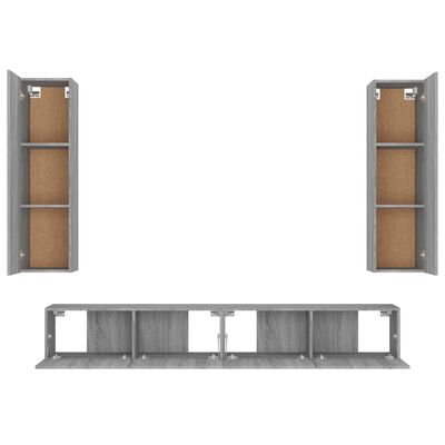 vidaXL 4-tlg. TV-Schrank-Set Grau Sonoma Holzwerkstoff