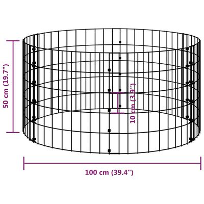 vidaXL Gabionen-Säule Rund Verzinkter Stahl Ø100x50 cm