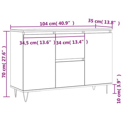 vidaXL Sideboard Räuchereiche 104x35x70 cm Holzwerkstoff