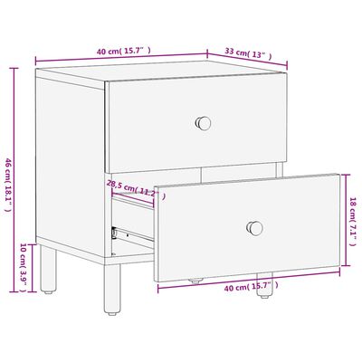 vidaXL Nachttisch Schwarz 40x33x46 cm Massivholz Mango