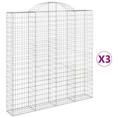 vidaXL Gabionen mit Hochbogen 3 Stk. 200x30x200/220cm Verzinktes Eisen