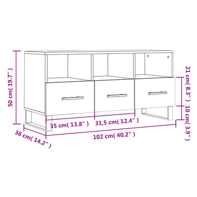 vidaXL TV-Schrank Sonoma-Eiche 102x36x50 cm Holzwerkstoff