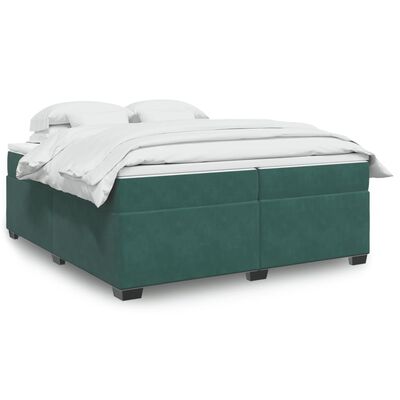 vidaXL Boxspringbett mit Matratze Dunkelgrün 200x200 cm Samt