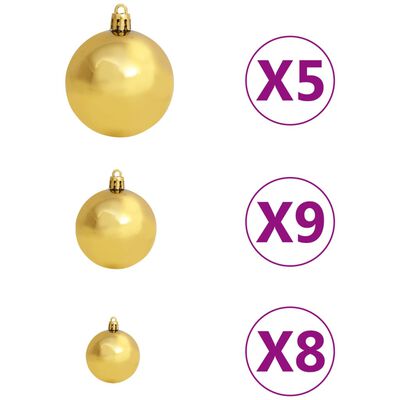 vidaXL Künstlicher Halb-Weihnachtsbaum Beleuchtung Kugeln Grün 120 cm