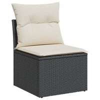 vidaXL Gartensofa ohne Armlehnen mit Kissen Schwarz Poly Rattan