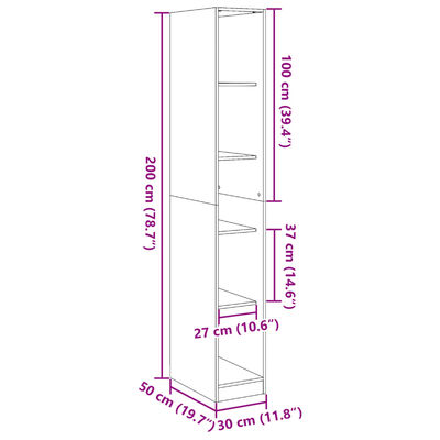 vidaXL Kleiderschrank Betongrau 30x50x200 cm Holzwerkstoff