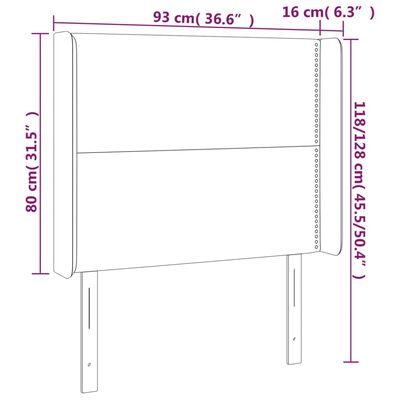 vidaXL Kopfteil mit Ohren Grau 93x16x118/128 cm Kunstleder