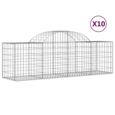 vidaXL Gabionen mit Hochbogen 10 Stk. 200x50x60/80 cm Verzinktes Eisen