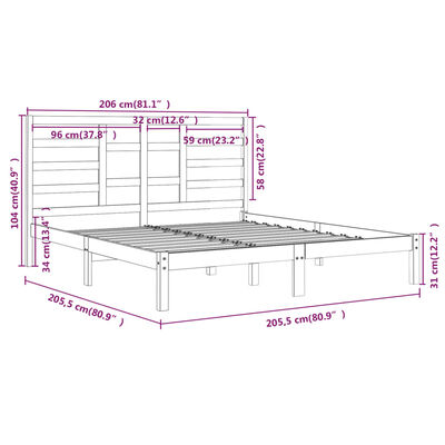 vidaXL Massivholzbett Weiß 200x200 cm