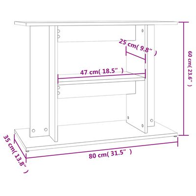 vidaXL Aquariumständer Räuchereiche 80x35x60 cm Holzwerkstoff